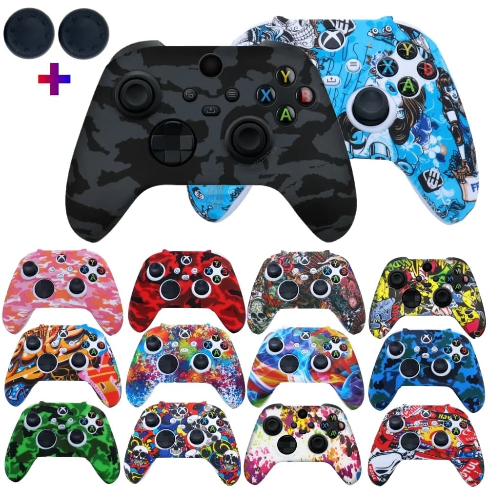 Custodie per gamepad Custodia morbida in silicone Custodia protettiva antiscivolo per joystick controller Xbox Series X/S con cappuccio per impugnatura da 2 pezzi