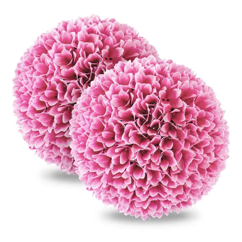 2 Pack 11 Inch Pink Artificial Boxwood Balls, Faux Plant Decorative Spheres For Home Garden Wedding Party Table Centerpiece Decoration