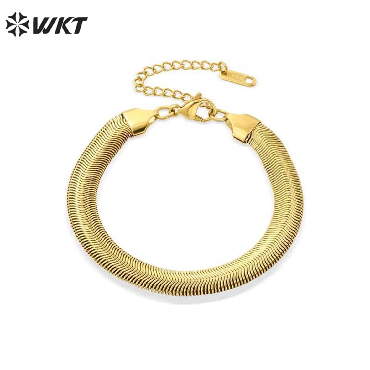 WT-REB023 Bracciale in acciaio inossidabile stile locomotiva alla moda Braccialetti a catena con serpente piatto e unico in metallo grande