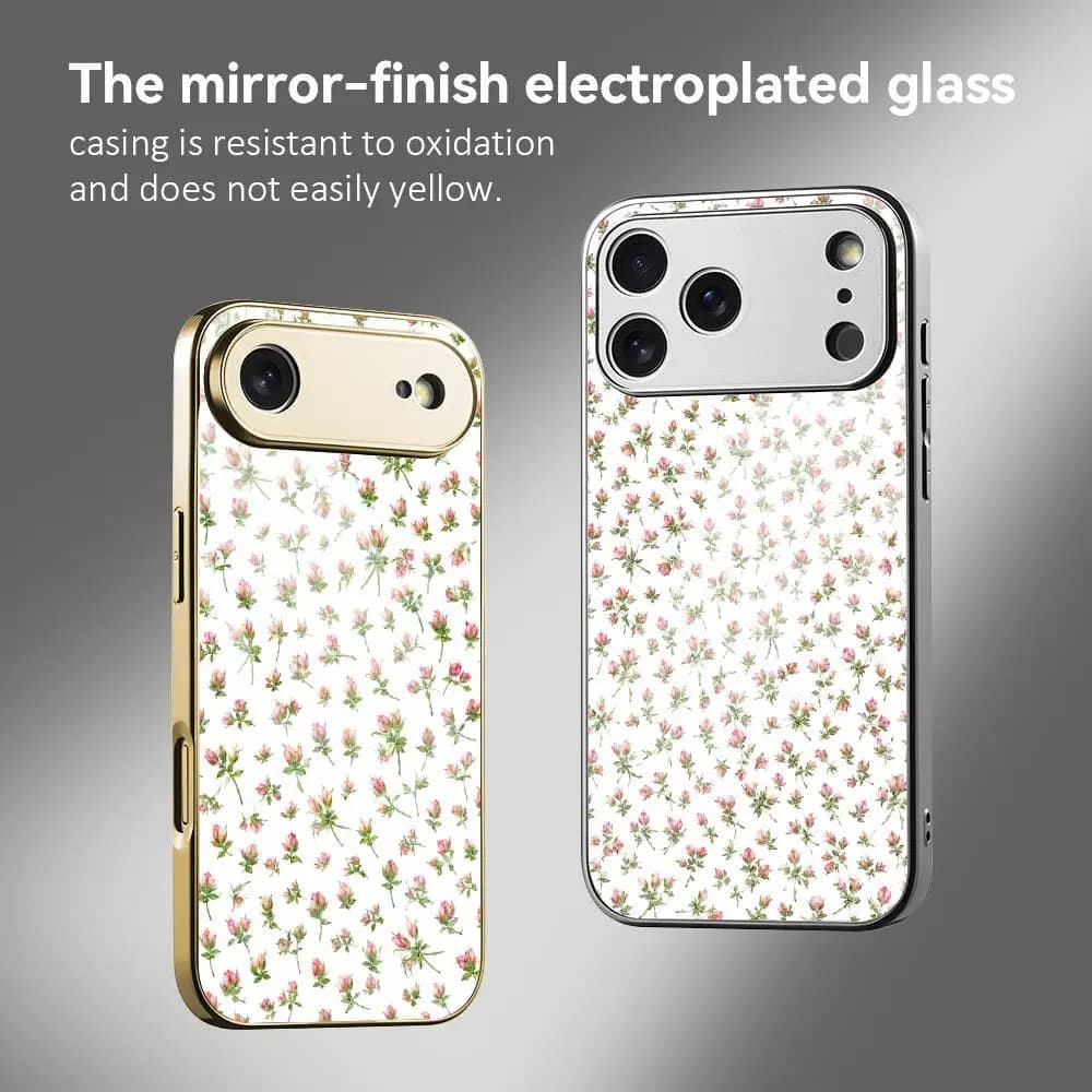 Modern Minimalist Wildflowers Phone Case For IPhone 17 16 15 14 13 12 Pro Max Plus Electroplated Metal Bumper Shockproof Case