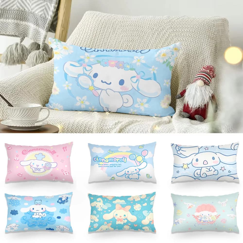 Sanrios Cute Cinnamoroll Print Front-Retro rectangle pillow pillowcase bedside pillow sofa lining room home decoration