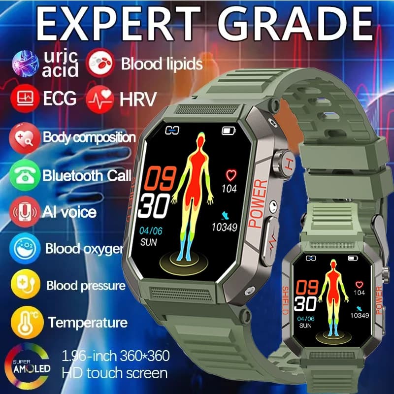 GEJIAN Nuovo elegante orologio sportivo intelligente da 2,02 pollici HD con schermo completamente touch, frequenza cardiaca, chiamata Bluetooth, GPS, tracciamento delle attività sportive, smartwatch