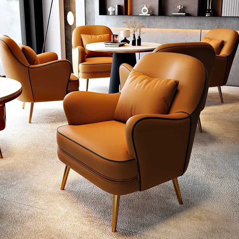 Poltrona Sedia di design di lusso in pelle Robusta supporto per schienale singolo Salotto Camera nordica Fisarmonica Lettura Hotel Sedie Estetica Da