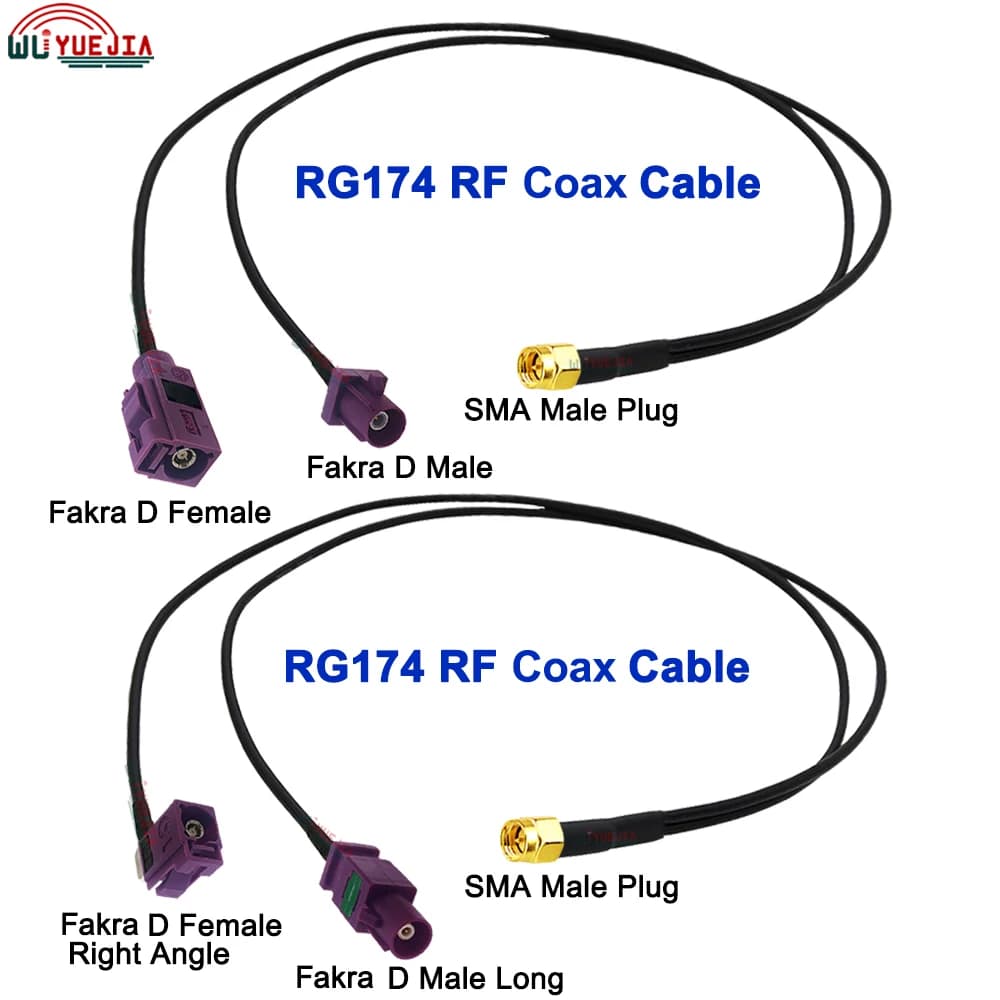 Cavo da 1 a 2 Spina maschio SMA a spina maschio Fakra D e jack femmina Cavo coassiale RF da 50 ohm Estensione antenna WIFI Ponticello Pigtail