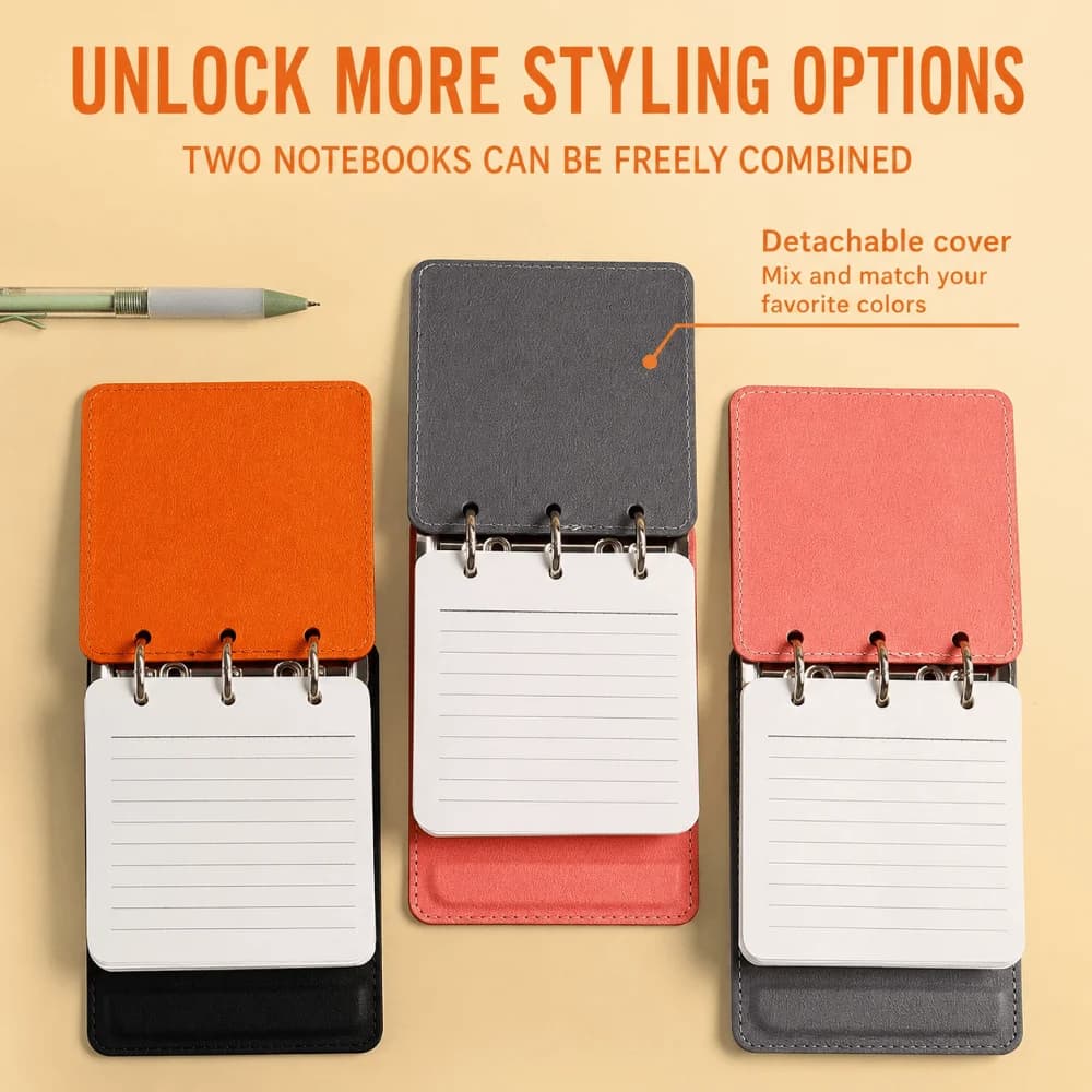 Waterproof A7 Pocket Notebook 3-Ring with Removable Lined Paper Binder Journal PU Leather Loose-leaf Notebook Office