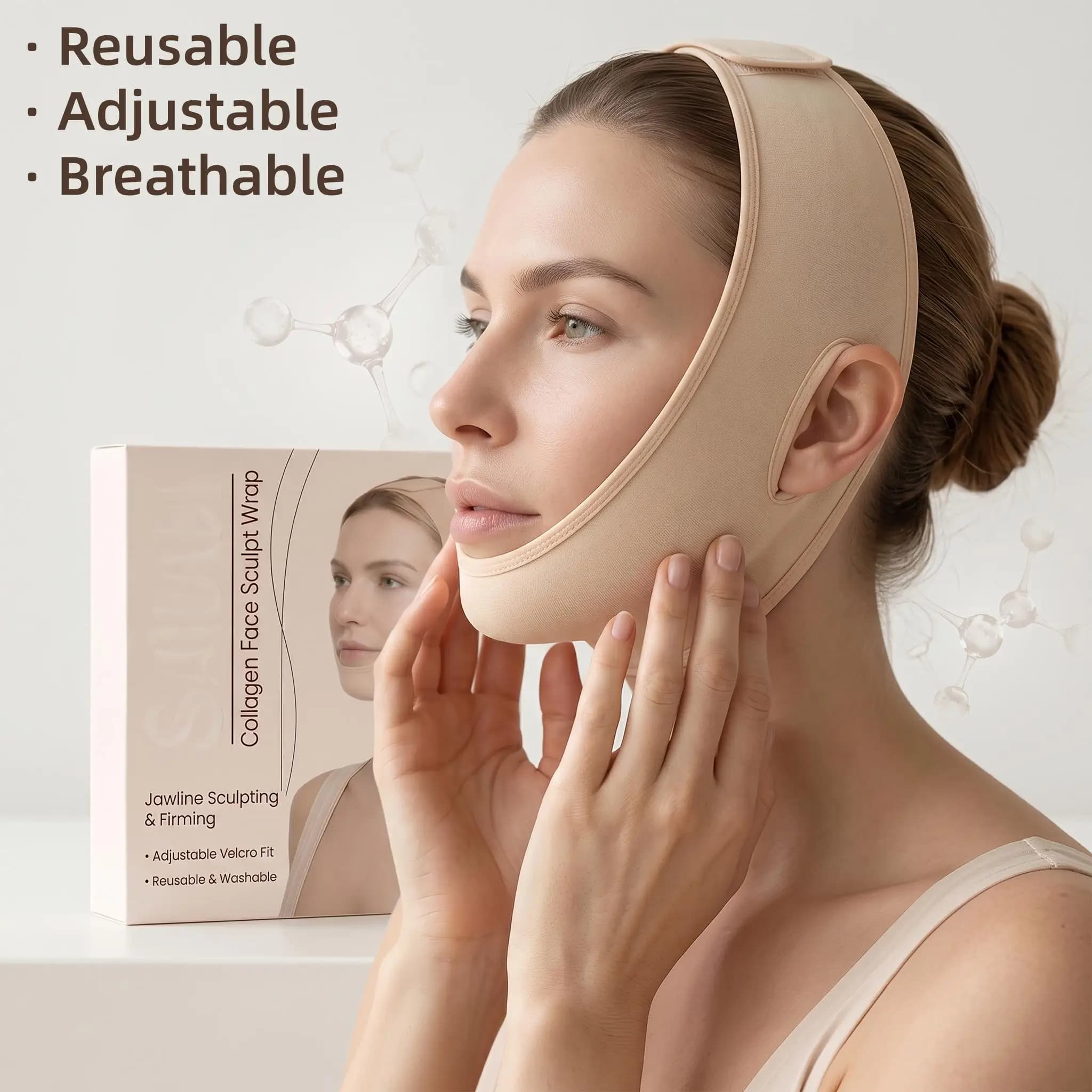 Adjustable Face Slimming Bandage Firm Jawline Remove Double Chin Breathable Reusable Vline Face Jawline Shaper Mask Beauty Tool
