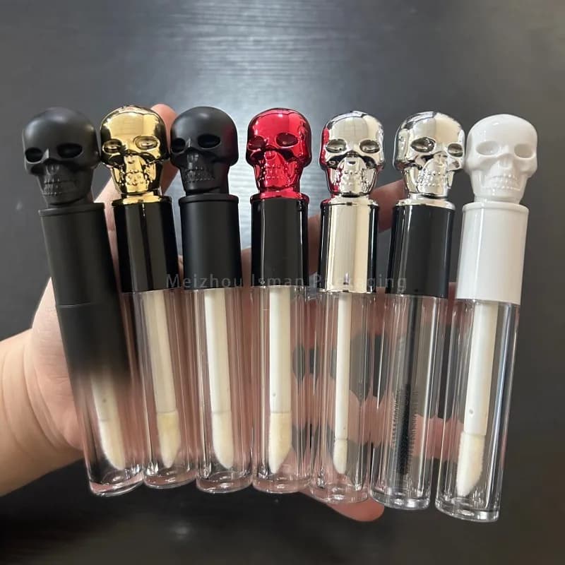 50 Unique Empty Tubes for Lucidalabbra and Mascara with Skull Shape Applicator, 5ml Halloween Containers