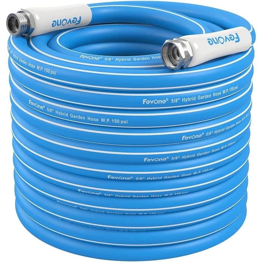Kink Free Garden Hose 100 ft, Heavy Duty Hybrid Polymer Water Hose, 5/8 ID 600 PSI, Leak-Free with Aluminum 3/4 GHT Connectors
