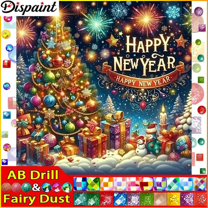 Dispaint Fairy Dust AB Diamante pieno "Regali dell'albero di Natale" Pittura diamante 5D fai da te Punto croce Decorazioni per la casa Immagine di strass