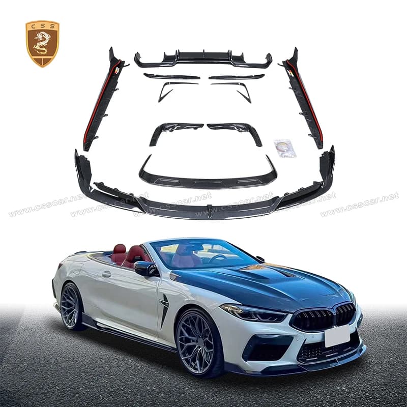 Car Front Bumper with Wind Knife For BMW M8 F93 upgrade Pak-tech Style Rear Lip Diffuser Splitter Side Skirt Exstention Bodykit
