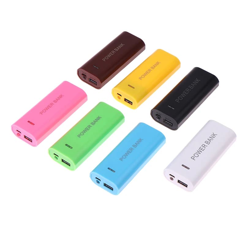 Portable Power Bank Case 2 Cell 18650 DIY Battery Box for 5V Smartphone Charge 1A for 18650 battery with light indicator