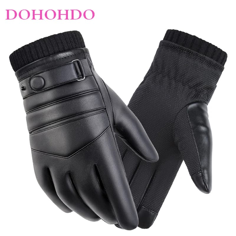 Guanti invernali da uomo in pelle lavabile PU alpinismo ciclismo all'aperto bici moto guanti touch screen in cotone grande Guanti Para Motos