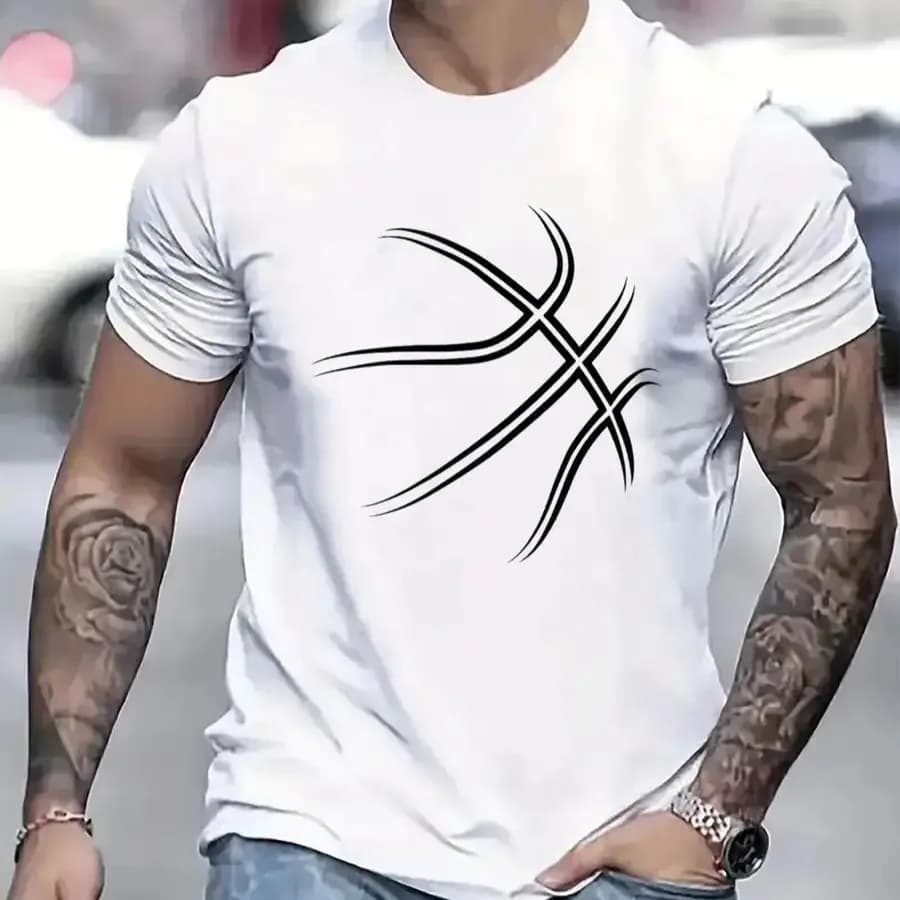 【Nuovo stile】Maglietta da basket da uomo, comoda maglietta girocollo casual in cotone a maniche corte, morbida e traspirante, maglietta da uomo estiva S