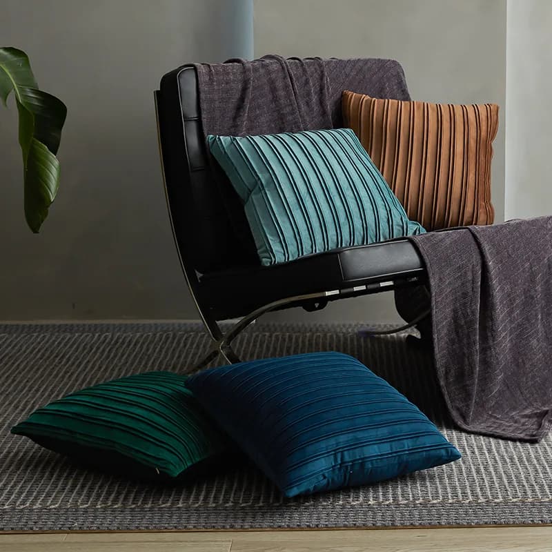 Inyahome 2PCS Pillow Cover Solid Supersoft Corduroy Handmade Decorative Velvet Throw Pillow Cushion Cover for Seasonal Christmas