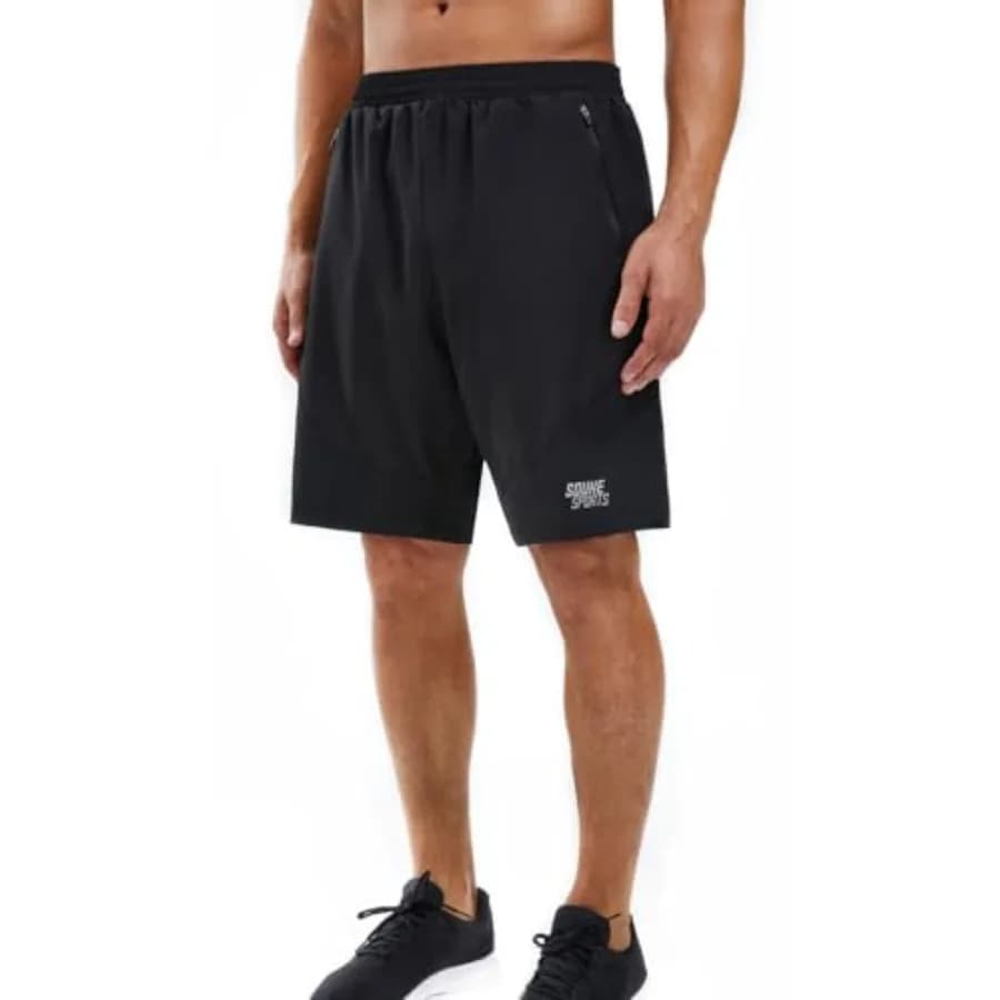 Souke Sports Men's 2 in 1 Workout Running Shorts 7" Quick Dry Gym Athletic Shorts Liner Zipper Pockets