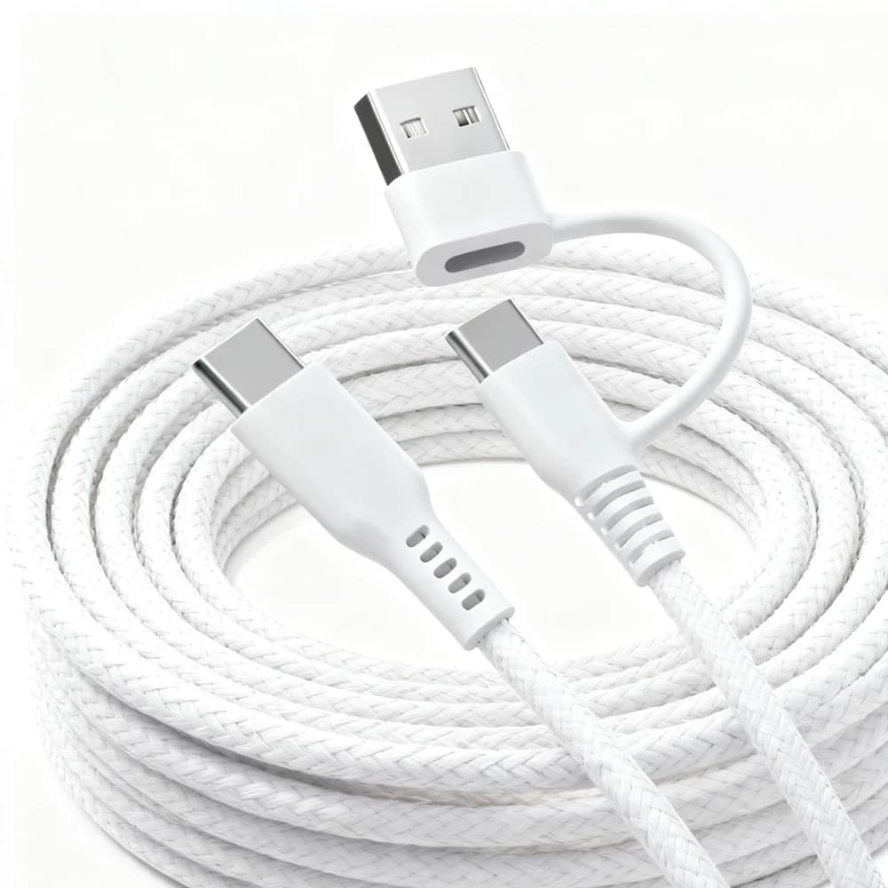 Cavo da USB C a USB C da 6,6 piedi, cavo di ricarica rapido da 60 W, flessibile intrecciato per Galaxy S25, Pixel 10, iPad Pro, MacBook, dispositivi USB-C