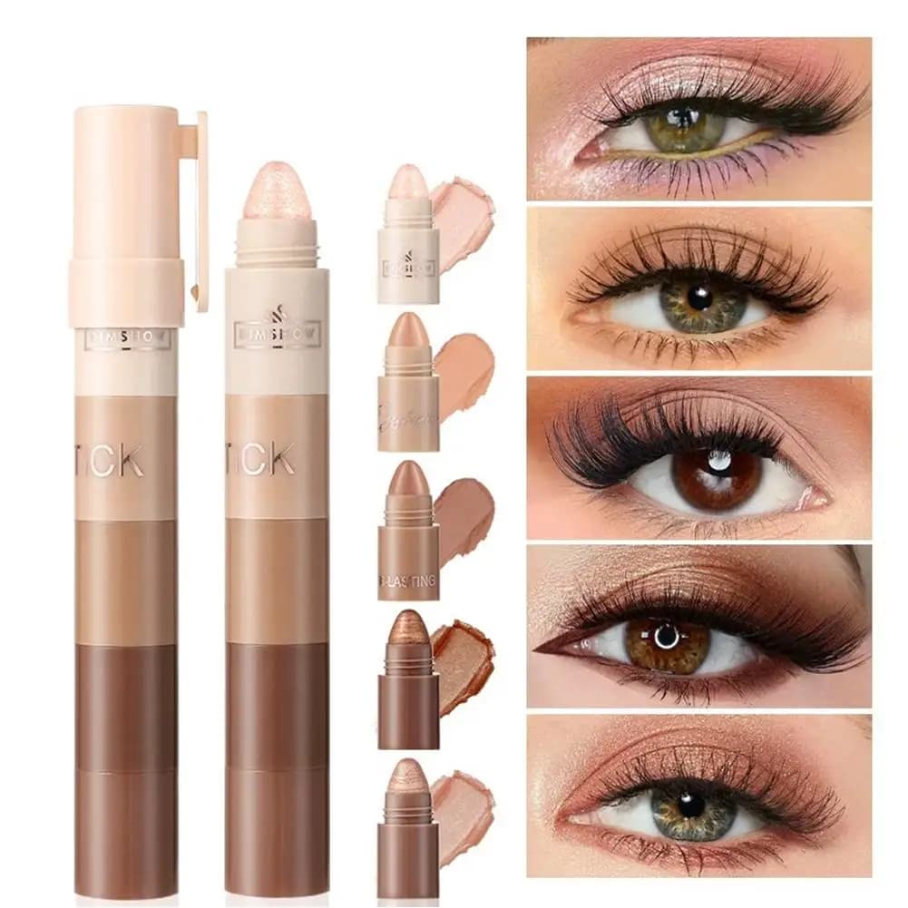 5-in-1 Lazy Eyeshadow Stick Waterproof Glitter Shimmer Eye Shadow Pen Long Lasting Eyeliner Highlighter Makeup Kit for Women