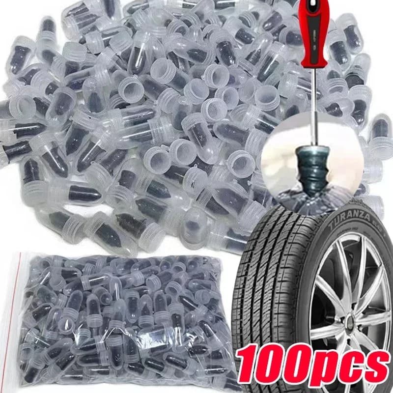 10-100 Pezzi Chiodi per Riparazione Pneumatici Auto, Viti Autoperforanti in Gomma per Riparazione Pneumatici di Auto, Moto, Camion, Autobus e Veicoli Agricoli
