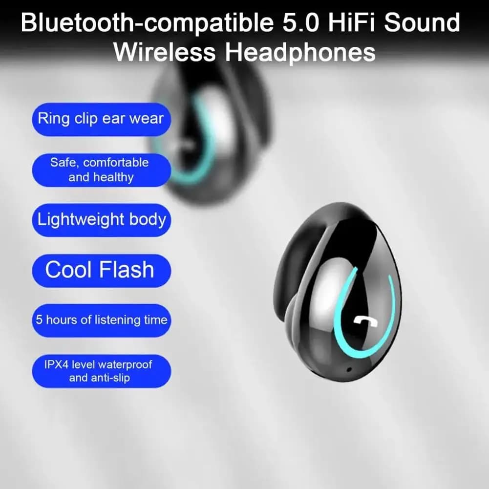Bluetooth wireless earphone with ear hook, sports headset with ear hook, running speaker, gym, gaming headset with bass, water protection IPX4 Z9O5