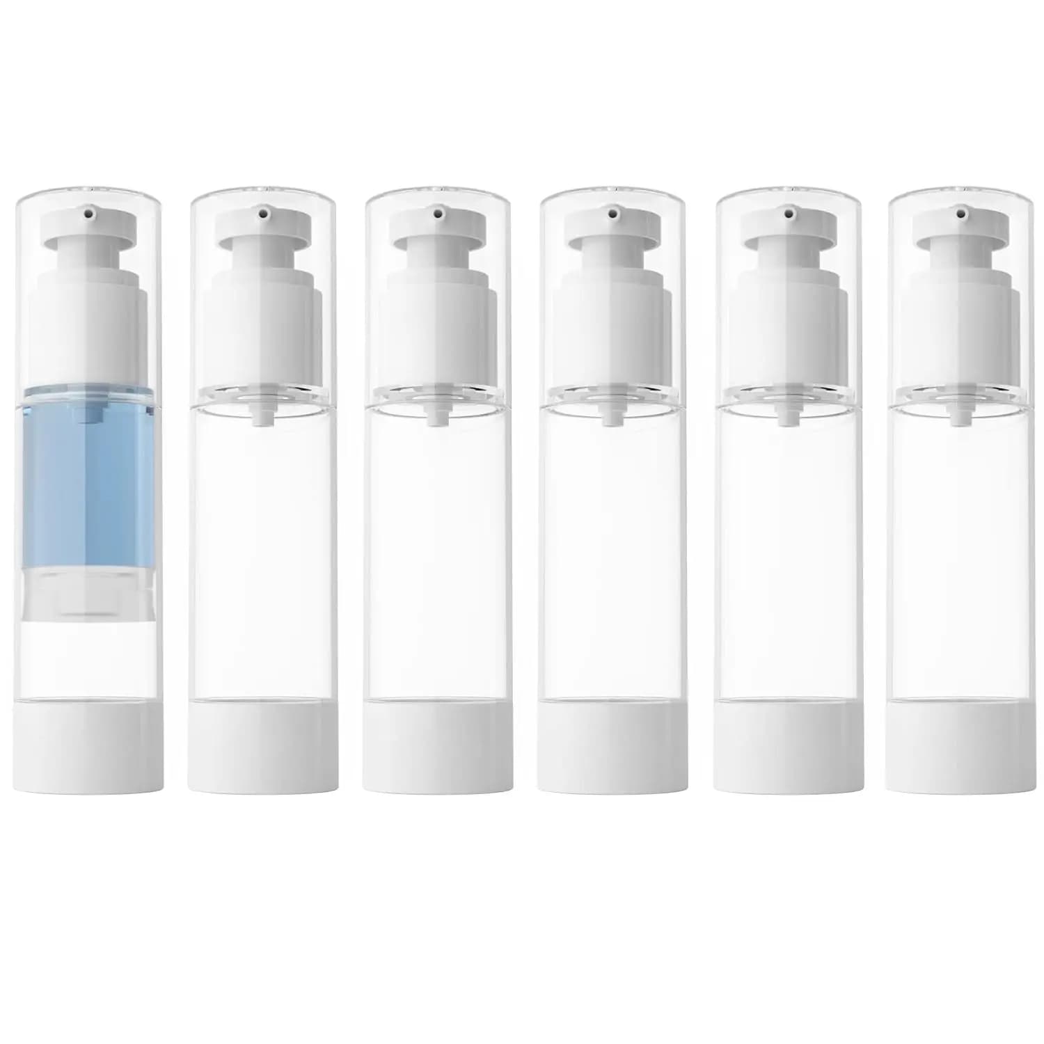 Flacone Airless Trasparente da 80ml (2.7oz) con Pompa, Contenitori Ricaricabili Formato Viaggio per Fondotinta e Shampoo (Confezione da 6)