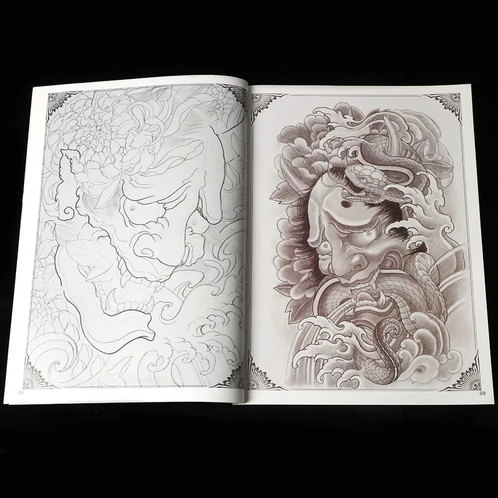 A4 Size Tattoo Design Book - God Monkey Dragon Snake Worship Crane - Permanent Makeup Body Art Supplies And Accessories