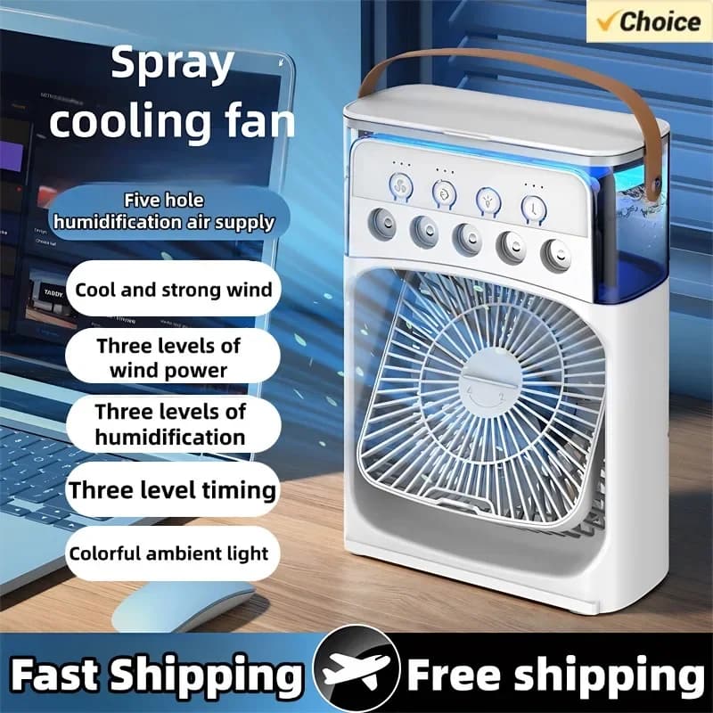 Ventilatore portatile 3 in 1 Mini AC Air Cooler per prodotti domestici Balsamo per uso domestico Piccola notte LED Umidificatore Luci Sala da campeggio