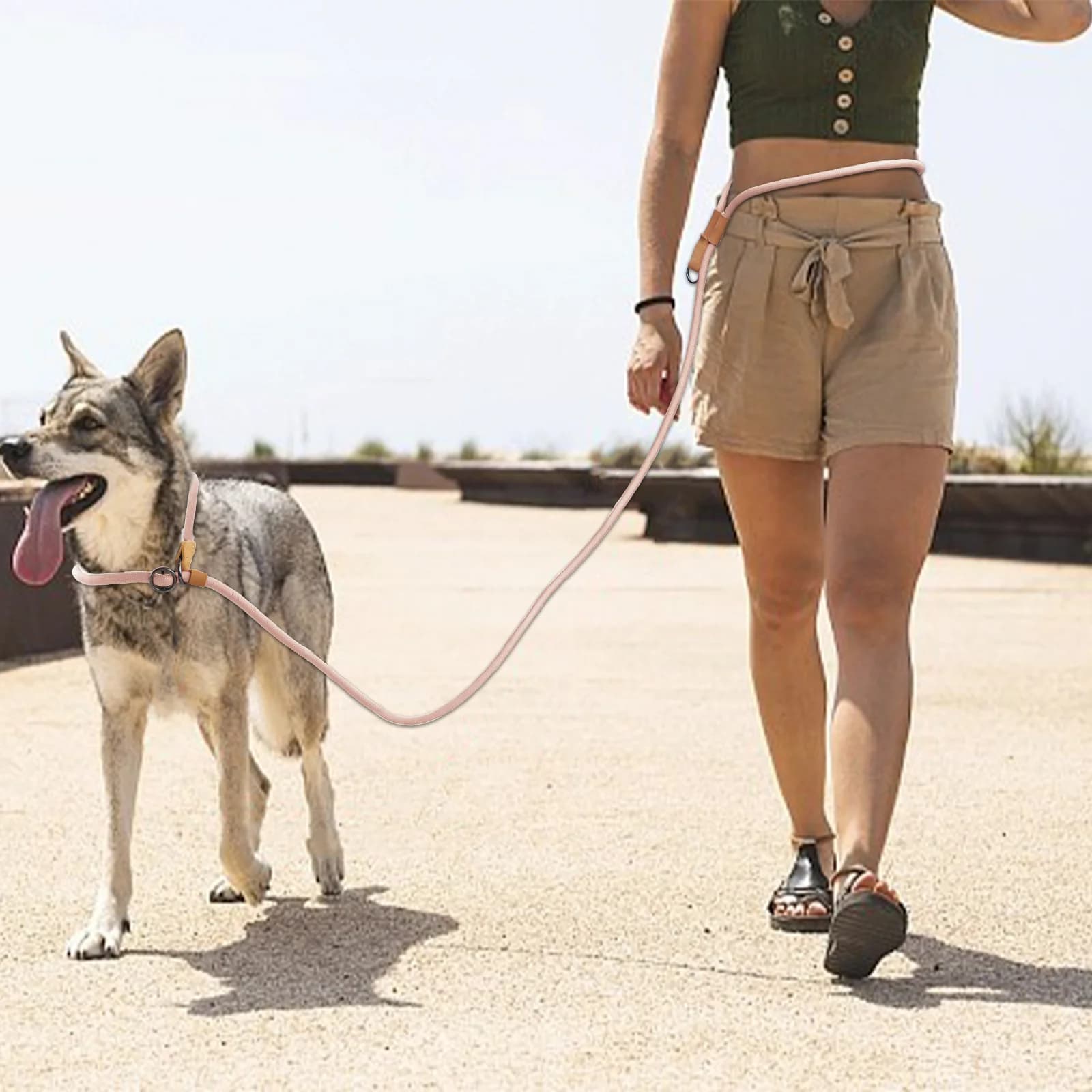 Multifunctional Adjustable P Shaped Dog Drive Chain Traction Cord Cables for Running Walking Hands Free