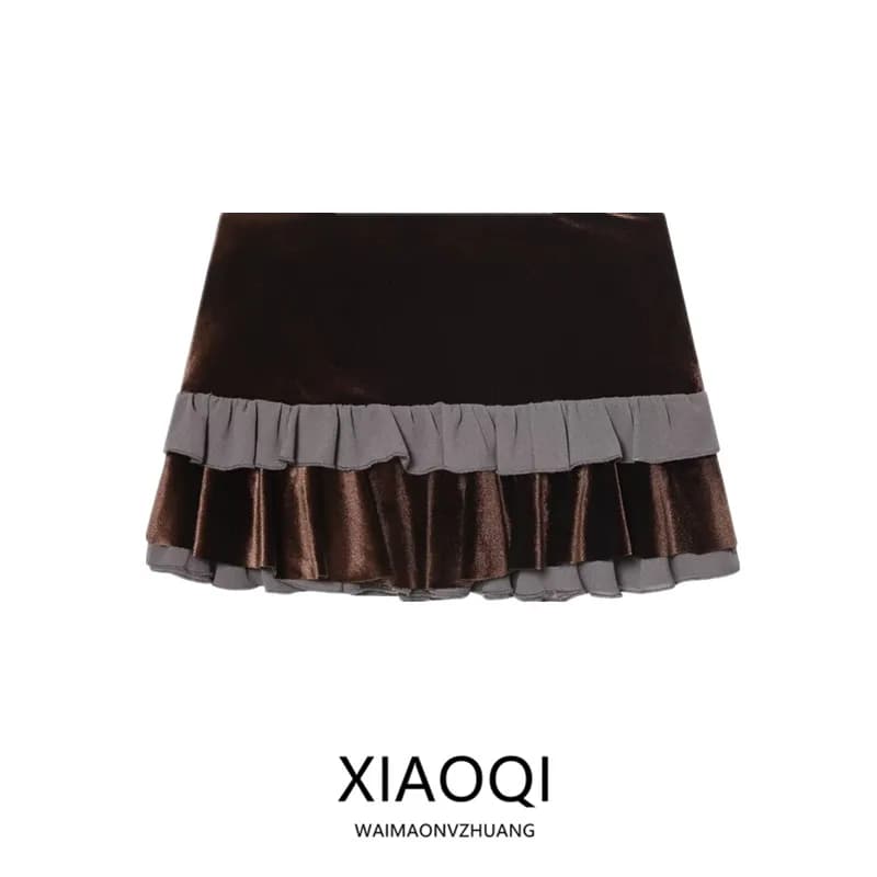 Low Waist Layered Skirt Women's Fashion New Arrival Winter 2025 Cities Commute A-Line Skirt Standard Fit