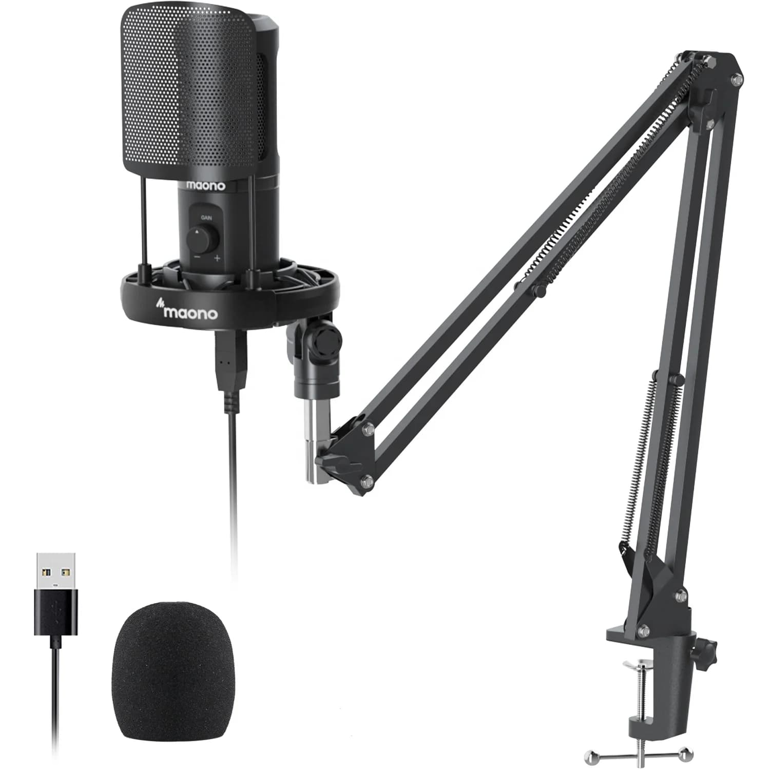 MAONO Professional Microphone Kit for Live Streaming Condenser Recording Microphone USB Studio Microphone Set