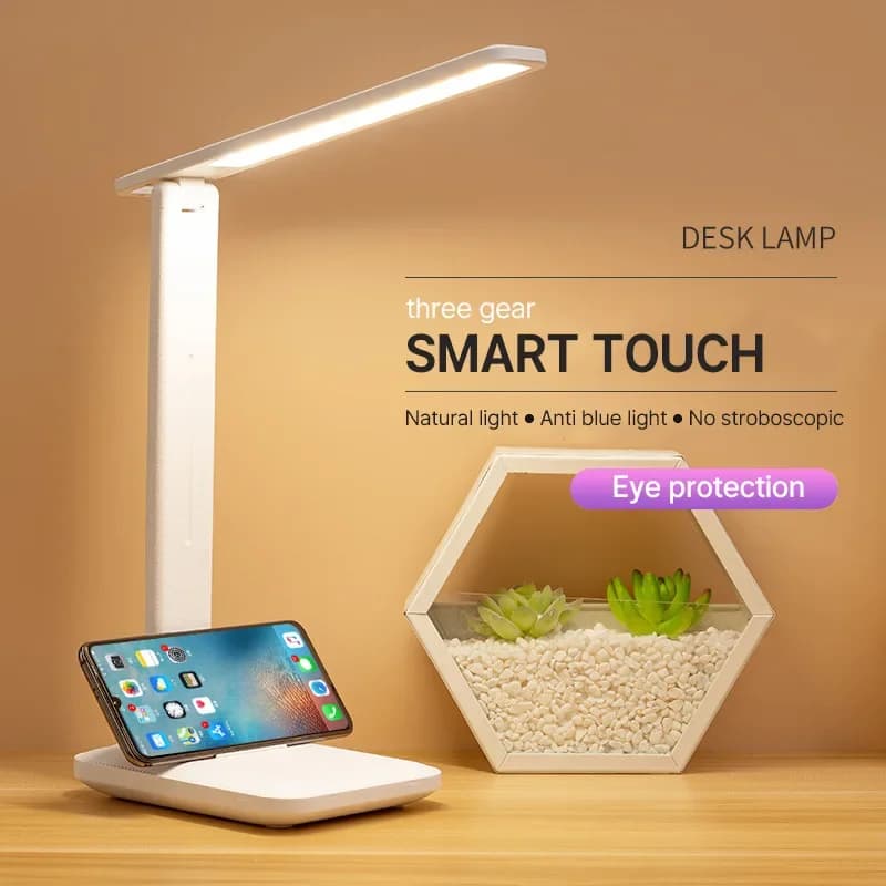 Foldable Table Lamp LED Desk Lamp 3 Type Continuous Dimmable Touch Reading on the Bedside Table Eye Protection Night Light USB Plug in Style