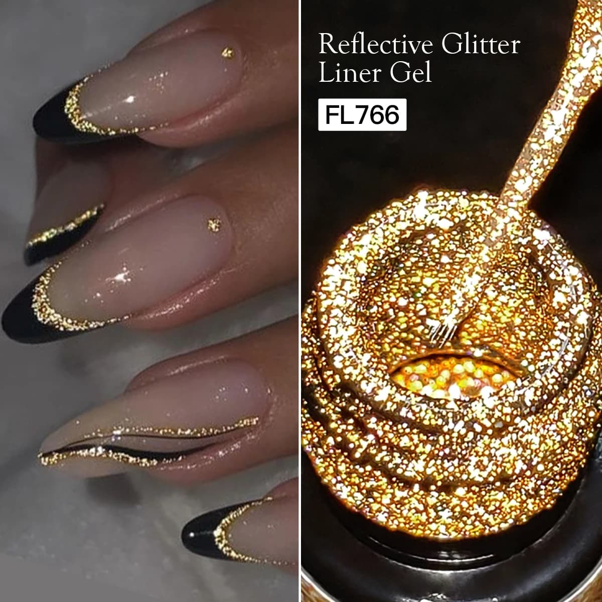 FOUR LILY Gel Nail Polish Reflective with Glitter 5 ml Gold Silver Red Supplies for Sparkling Nails Gel for UV/LED paint