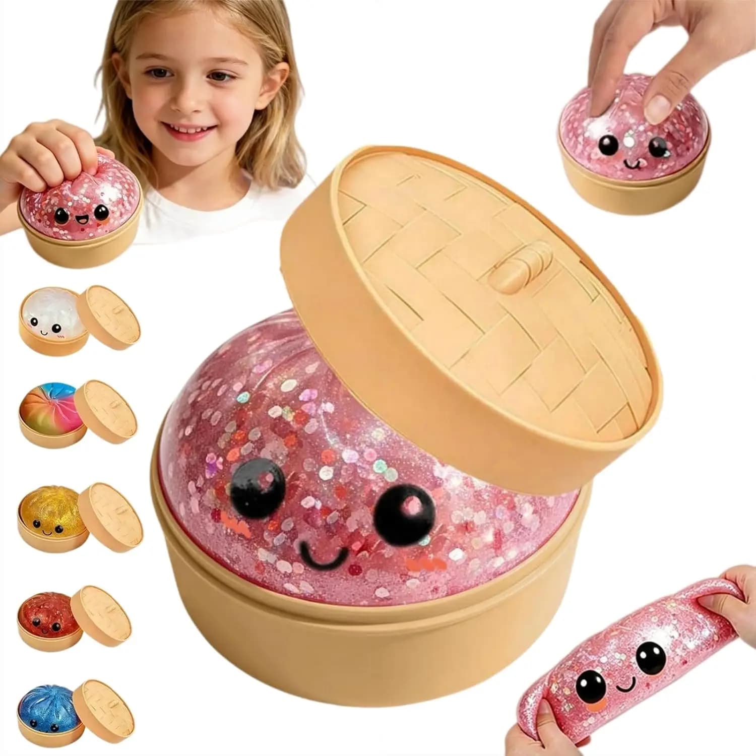 Dumpling Squishies, Scatola Gigante di Dumpling Glitterati, Nuove Palline Antistress Colorate a Forma di Dumpling 2026, Giocattoli Sensoriali Fidget
