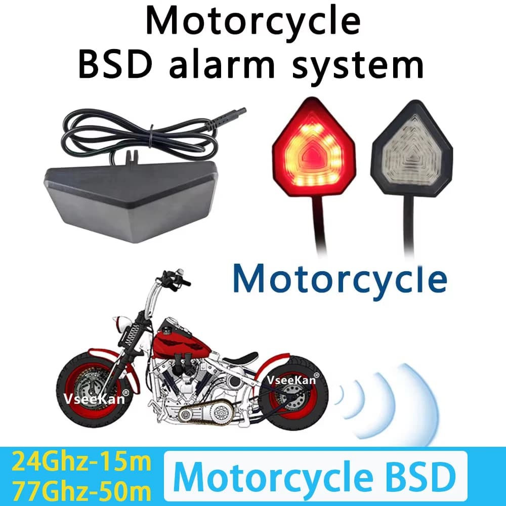 BSD 77Ghz 24Ghz Sensore radar a microonde Sistema di rilevamento punto cieco per moto Cambio corsia Assist Guida sicura IP67 Impermeabile