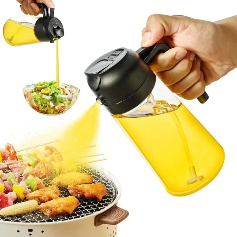 Nuove bottiglie spray per olio per versare in vetro Versare la padella ad aria a doppio uso Cucina Bottiglie spray per olio spray per uso domestico Condimento del serbatoio dell'olio
