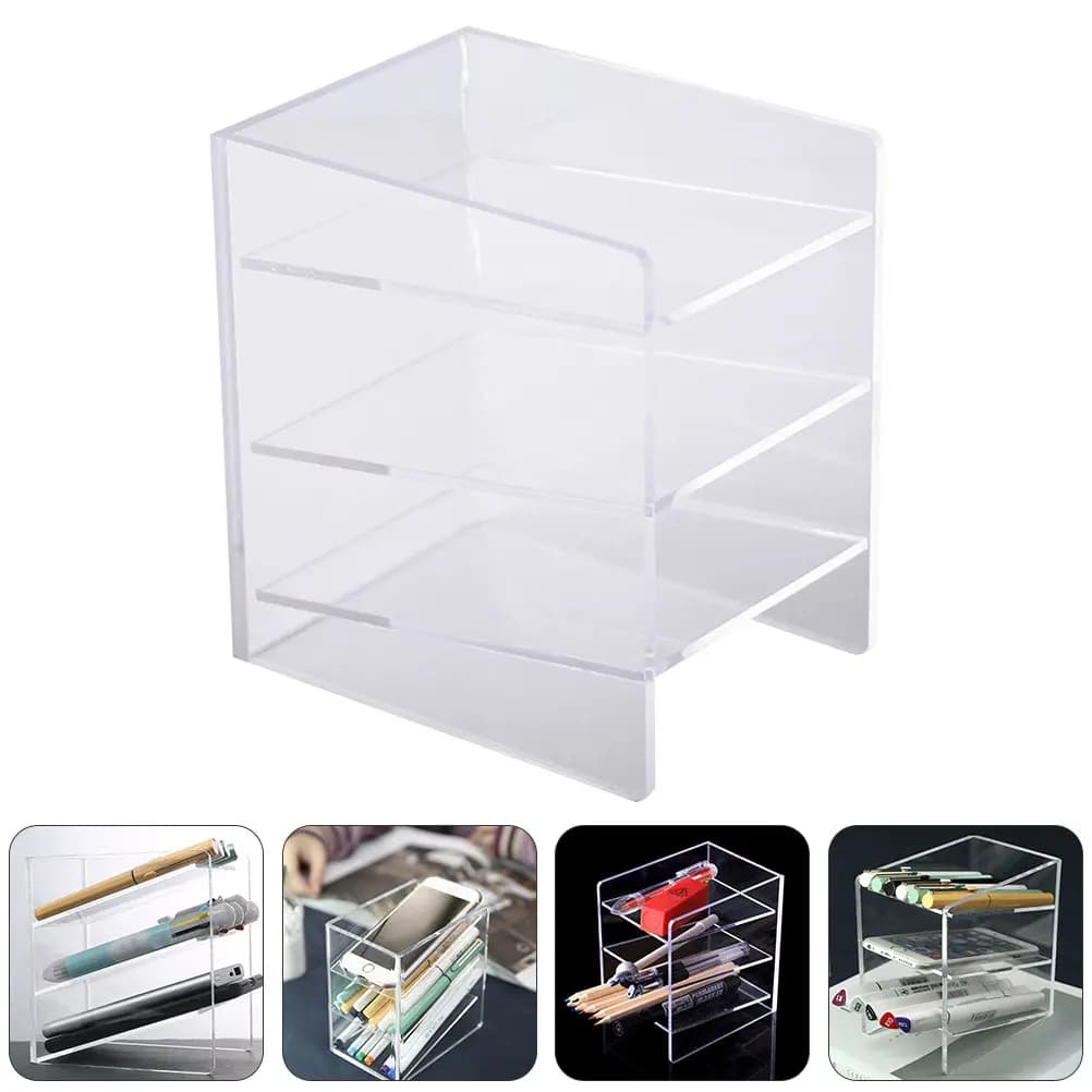 Portapenne in Acrilico Premium, Organizzatore da Scrivania Trasparente per Penne, Matite, Forbici, Materiali per Pittura, Decorativo per Studenti e Ufficio