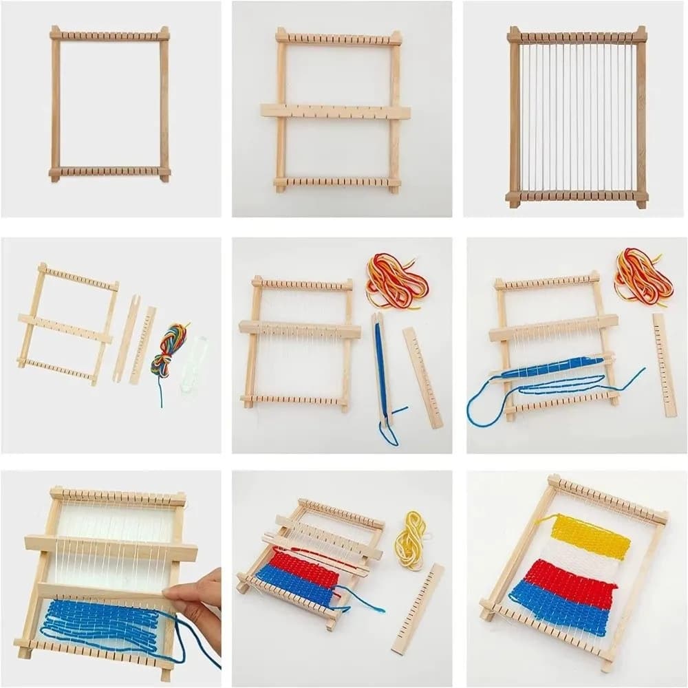 Creative Traditional DIY Wooden Weaving Loom Starter Kit Mini Hand-Woven Knitting Loom Set Easy to Install Wooden Weaving for