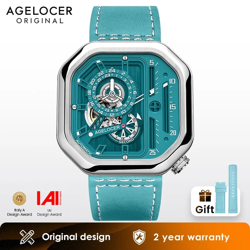 AGELOCER Original Racing Watch Ladies Luxury Skeleton Big Dial Automatic Mechanical Watch Birthday Gift for Women