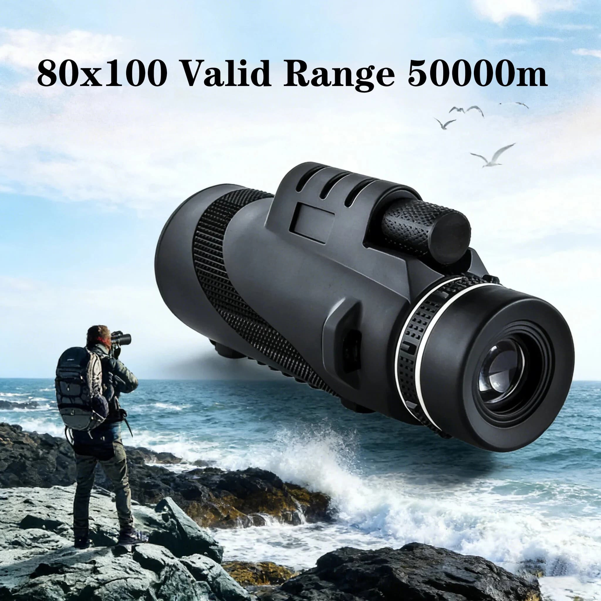 Telescopio Monoculare Portatile 80x100 con Zoom HD, Potente Mini Telescopio a Lunga Distanza per Caccia, Sport, Campeggio, Escursionismo e Attività all'Aperto