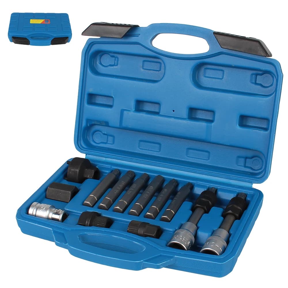 Alternatore ruota libera puleggia rimozione motore Auto Tool Set Car Belt Removal Wrench Tool 13 pz/set