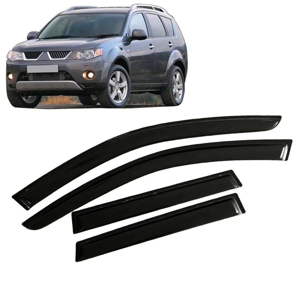 Finestra Visiera per MITSUBISHI OUTLANDER 2007 2008 2009 2010 2011 2012 2013 Deflettori del Vento Pioggia Guardie Porta Visiera Vent Shades