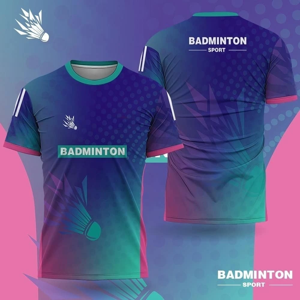 Men's Badminton Clothing Gradient 3D Print Badminton T-Shirt Custom Name and Team Logo Outdoor Quick Dry Sportswear Gym Man Top