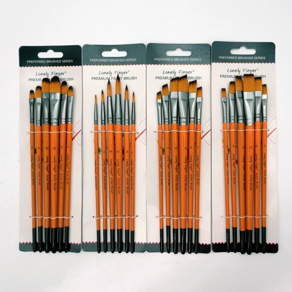 Paint Brushes Set of 6/24pcs Wooden Handles Brushes,Professional Artist Series with Filbert, Round, Angle, Flat for Watercolor,