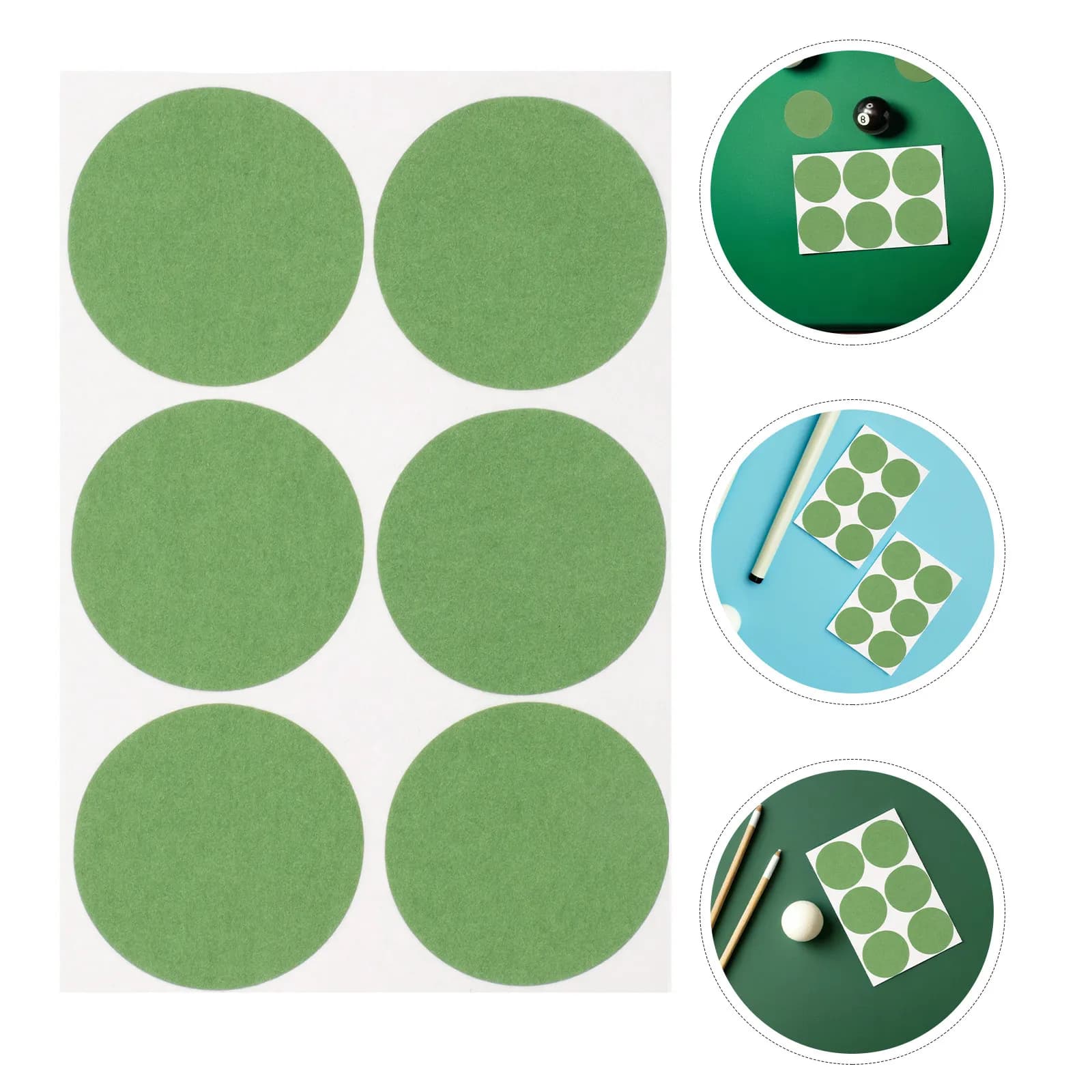 Kit di Riparazione per Tappeto da Biliardo con 2 Fogli, Toppe in Feltro Autoadesive da 2,16 Pollici per Riparazione Fori su Tavoli da Snooker e Biliardo