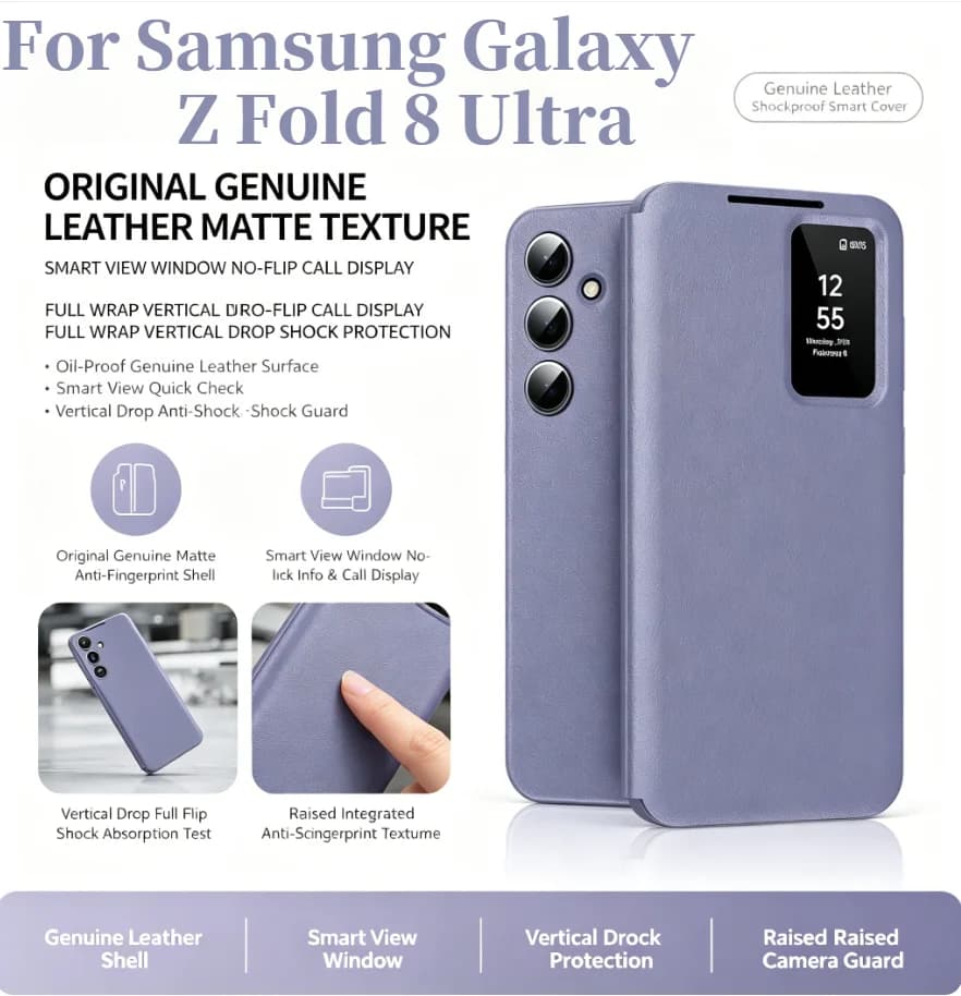 Original S-View Wallet Card Sle Leather Case For Samsung Galaxy Z Fold 8Ultra 7 6 5 4 3 Window View Free-flip Answer Calls Cover
