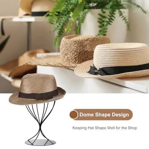 Matte Black Metal Tabletop Hat Holder Set – 2pcs Dome-Shape Display Stand For Fedora, Cowboy & Baseball Caps