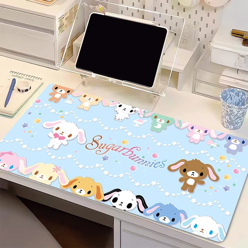 Tappetino per mouse in gomma da 90x40 cm, grande XXL, per computer, notebook, PC, Sugar Bunnie, tappetino per mouse, accessori da gioco, tappetino per tastiera e scrivania