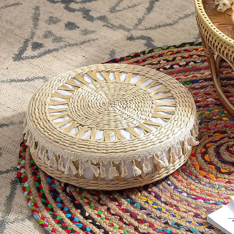 Piccolo sgabello Mobile Weave Beach Living Room Round poggiapiedi corridoio Luxury pouf camera da letto Taboret Nordic Coffee Table Art