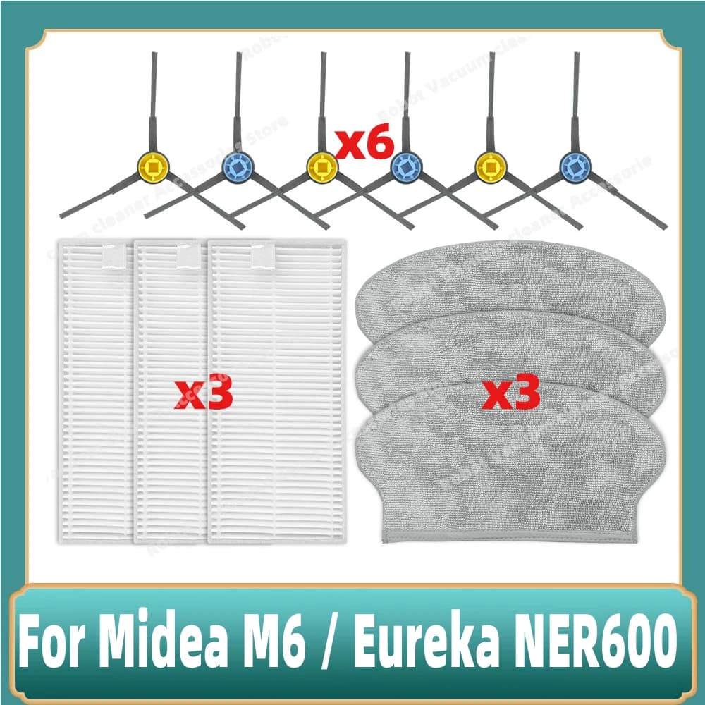 Compatible for Midea M6 / Eureka NER600 Parts Side Brush Main Hepa Mop Filter Spare Parts
