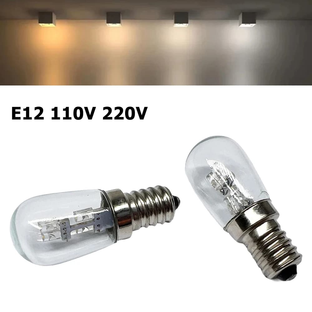 Mini LED fridge lamp E12 Screw base 2W hot/cold white bulb 3000-6000K LED lamp for home microwave 110V 220V