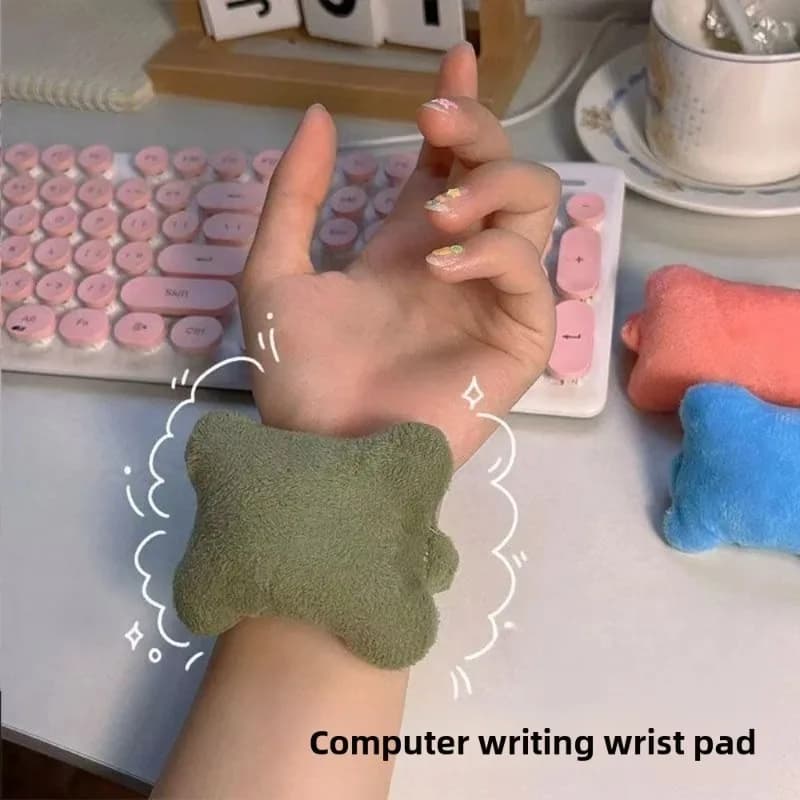 Nuovo supporto per polso in peluche, morbido supporto per polso multiuso per mouse, movimento libero, supporto per polso traspirante, adatto per impiegati d'ufficio